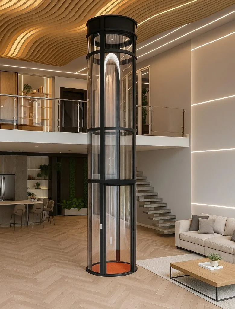 Airo pneumatic vacuum home lift installed in a luxury residence