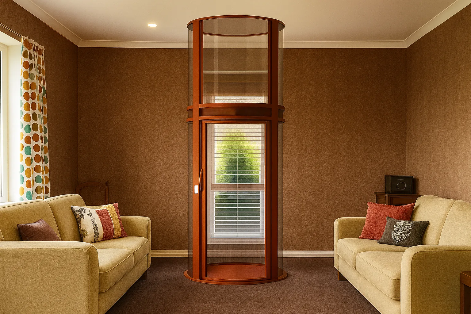 Airo brown structure vacuum lift in a modern living room