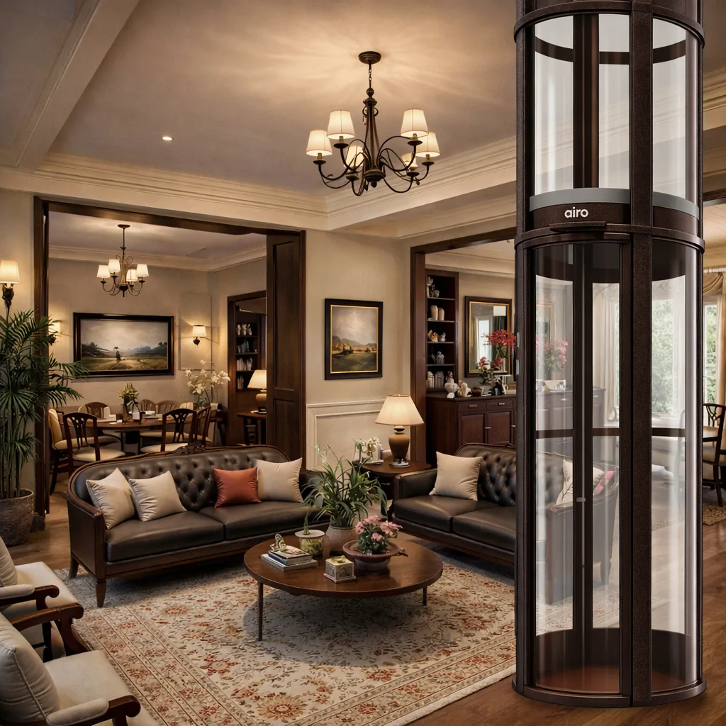 Airo capsule vacuum lift in a coffee brown living room