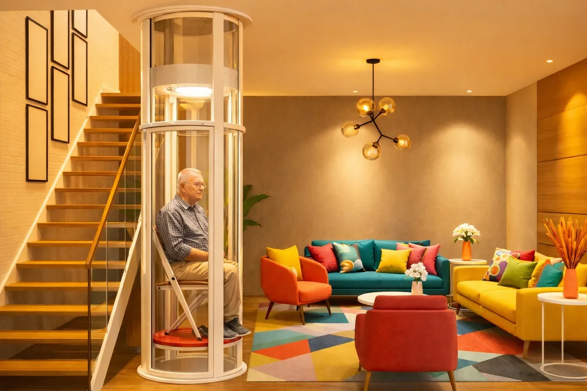 Airo home lift with panoramic view in a luxury residence