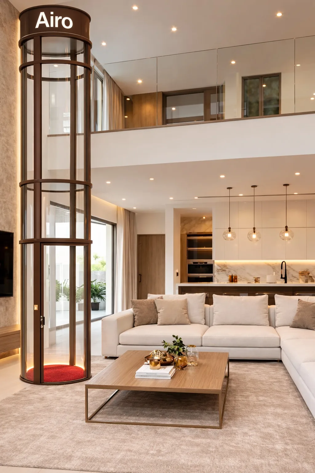 Airo home lift installation showcasing compact footprint