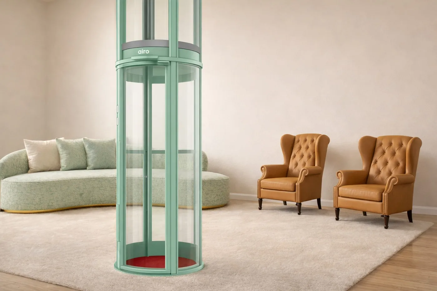 Airo vacuum home elevator with a premium designer finish in a Hyderabad home