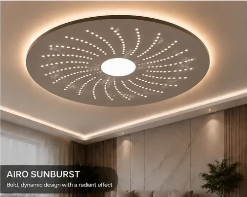 Airo Sunburst ceiling design — bold dynamic radiant effect