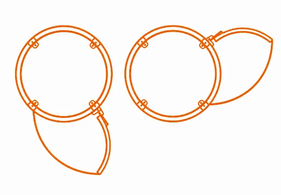 Diagram of Airo 90-degree door opening configurations