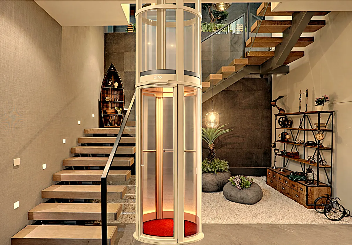 Airo pneumatic vacuum elevator in a residential home